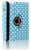 ipad air 2013/ipad 5 Leather Rotating Case 360 Light Blue With White Polka Dots
