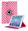 Apple iPad Air 2 - Περιστρεφόμενη & αναδιπλούμενη δερμάτινη (συνθετική) θήκη Φούξια Με Λευκές Βούλες (OEM)