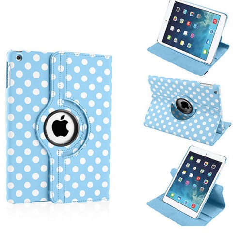 Apple iPad Air 2 Rotating & Folding Leather (Synthetic) Case - Blue with White Speckles (OEM)