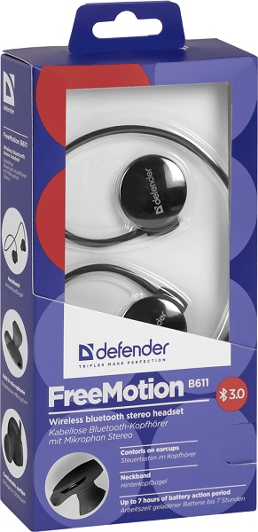 Defender FreeMotion B611 Bluetooth Stereo Neckband Headset Black