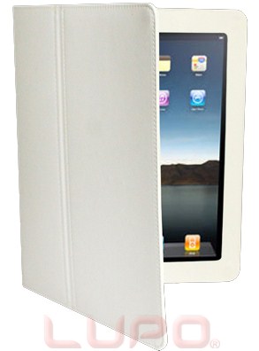 White Synthetic Leather Stand Case for iPad 2 / New iPad / iPad 4 (OEM)