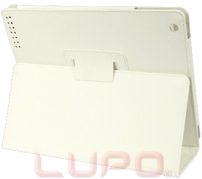 White Synthetic Leather Stand Case for iPad 2 / New iPad / iPad 4 (OEM)