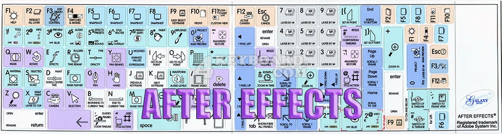 Adobe After Effects Galaxy Series Keyboard Stickers 12x12 Black (OEM)