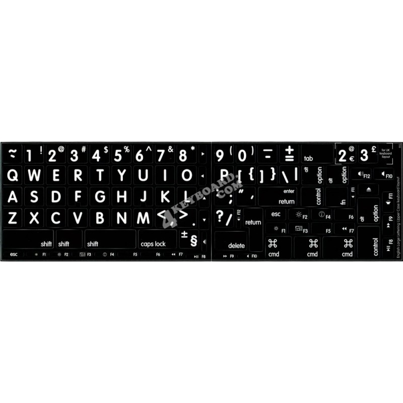 Apple English Capital Letter Keyboard Stickers - Black (11x13cm) (UPPER CASE)