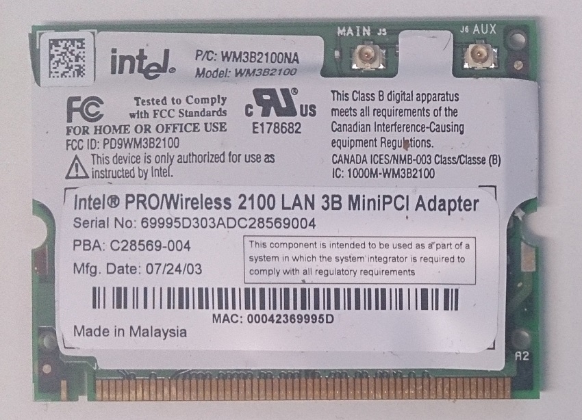 Multirama Model MB02 C28569-004 Wireless Mini PCI Card (MTX)