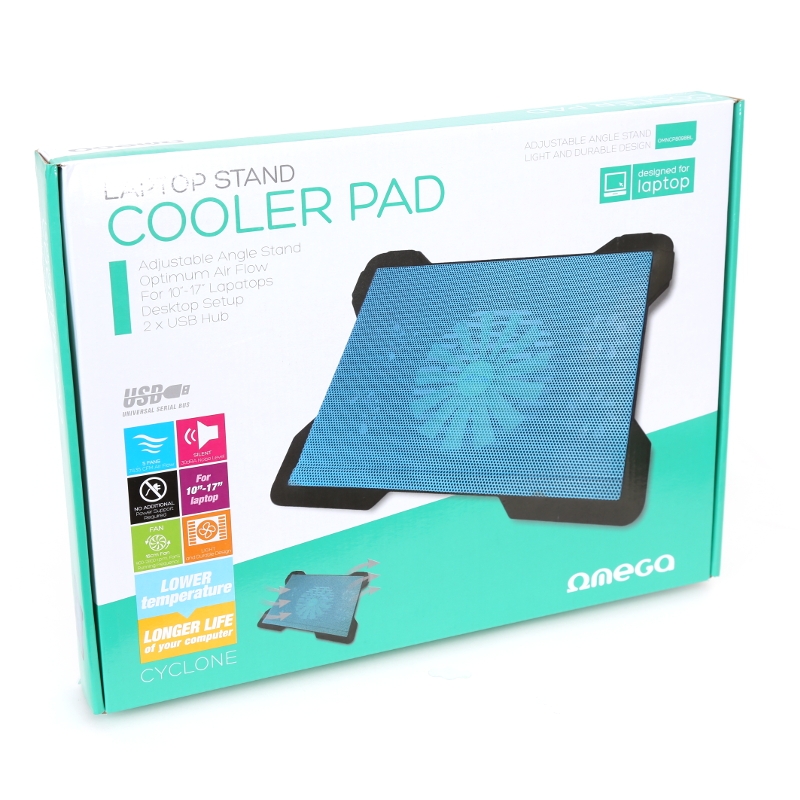 Omega Cyclone Notebook Βάση Ψύξης με 2 Θύρες USB και 5 Ανεμιστήρες για Laptops 17