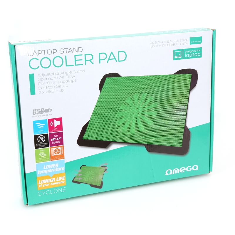 Omega Cyclone Notebook Βάση Ψύξης με 2 Θύρες USB και 5 Ανεμιστήρες για Laptops 17