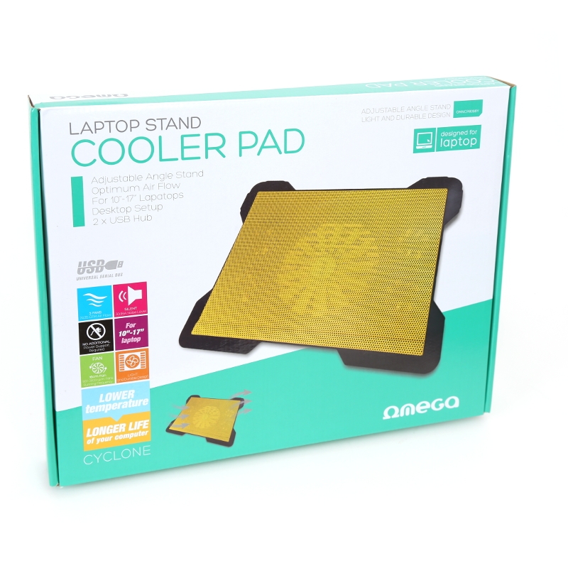 Omega Cyclone Notebook Cooler Stand with Two USB Ports and Five Fans for 17