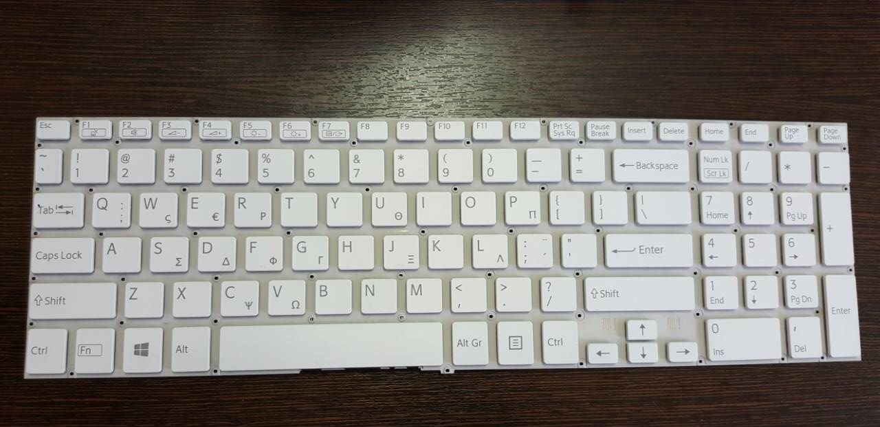 Greek Keyboard for Sony Vaio SVF152C29M SVF15NE2E SVF152A29M SVF15A1M2ES horizontal enter - White (OEM) (BULK)