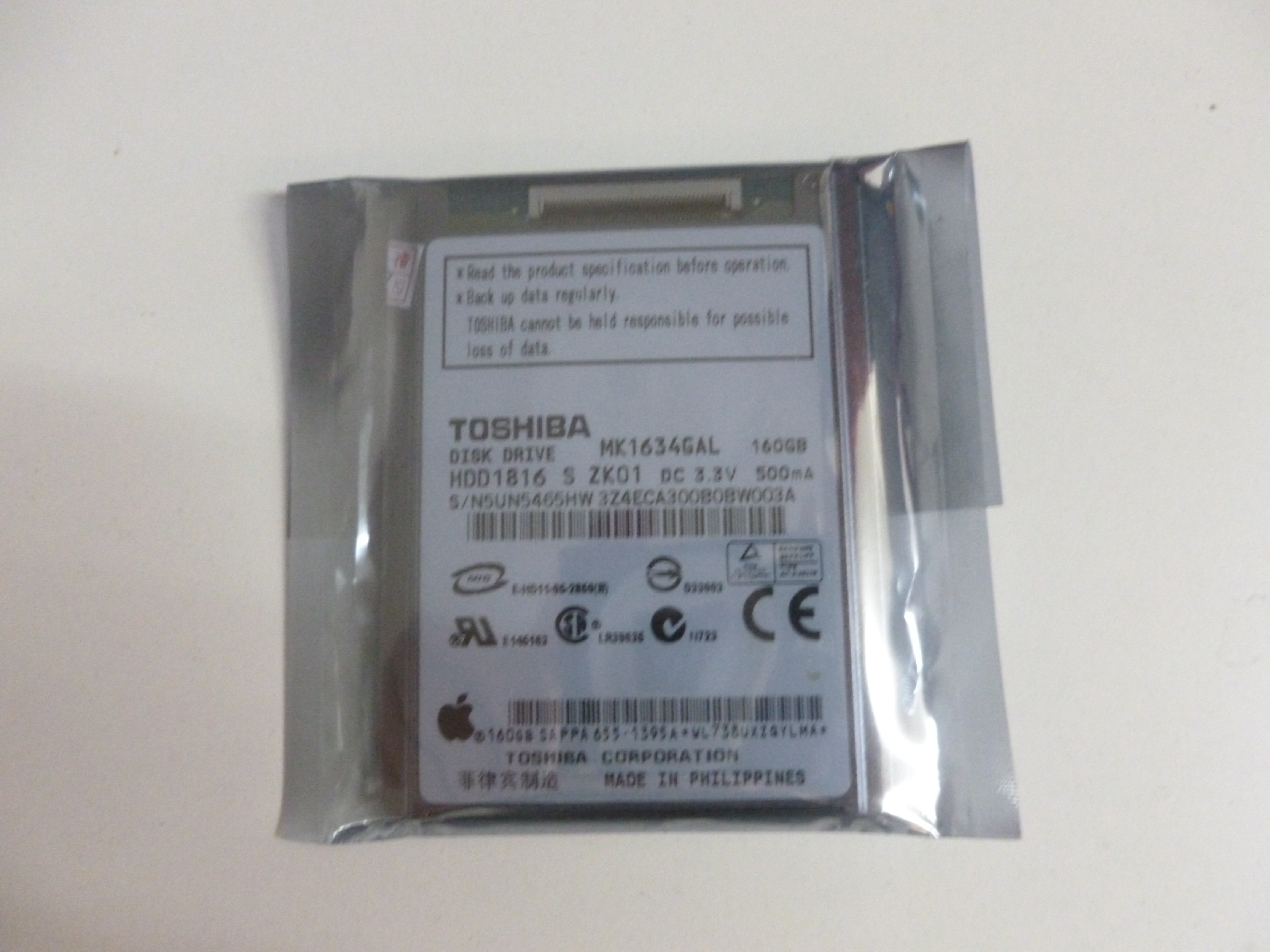 Toshiba 160GB Hard Drive (MK1634GAL) for iPod Classic (1.8-inch)