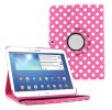 Leather Rotating Case for Samsung Galaxy Tab 10.1 SM-T520 Magenta with White Dots (OEM)