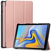Δερμάτινη Θήκη Tri-fold με πίσω κάλυμμα σιλικόνης / Slim Book Case για το Samsung Galaxy Tab A (2018) 10.5 T590 / T595 ΡΟΖ/ΧΡΥΣΟ (ΟΕΜ)