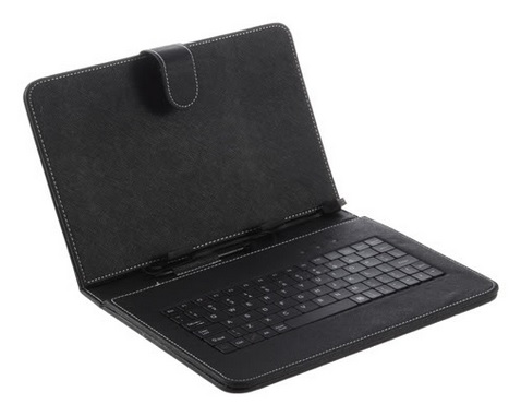 Universal Leather Case with Keyboard (10-inch to ) for Tablet (Micro USB, Black) (10.1-inch)