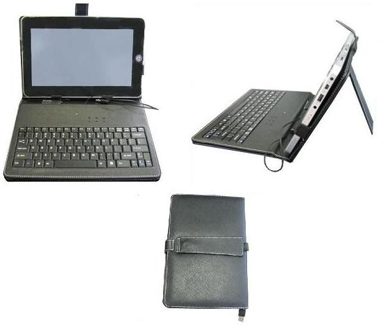 Universal 7-inch Leather Case with Keyboard (MiniUSB / MicroUSB) - Black
