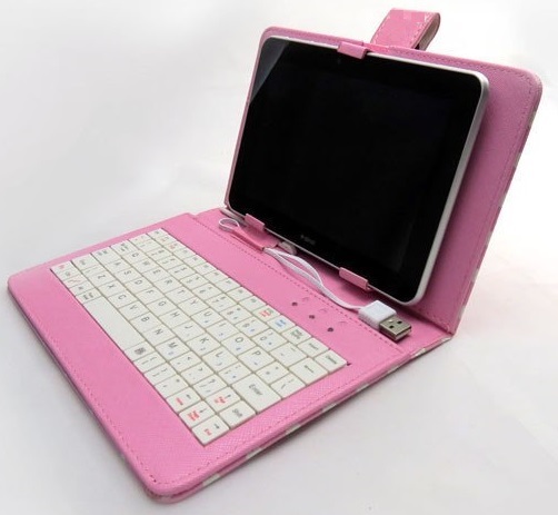Universal Leather Case with Keyboard for 9-inch Tablet (Pink)