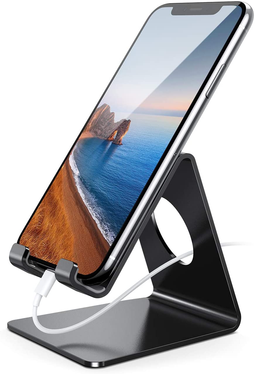 Phone Stand, Lamicall Phone Dock - Universal Stand, Cradle, Holder, Dock Compatible with iPhone 12 Mini, 12 Pro Max, 11 Pro Xs Max X 8 7 6S Plus, HUAWEI, Samsung S10 S9 S8, other Smartphones - Black