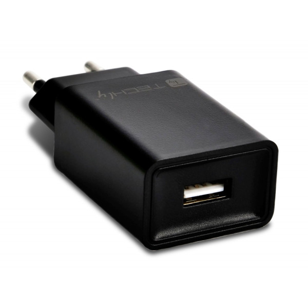 TECHLY IPW-USB-24BK Φορτιστής τοίχου USB-A 5V 2.4A για Smartphone ή Tablet