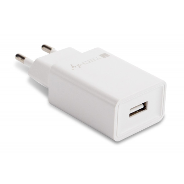 TECHLY IPW-USB-24WH Φορτιστής τοίχου USB-A 5V 2.4A για Smartphone ή Tablet