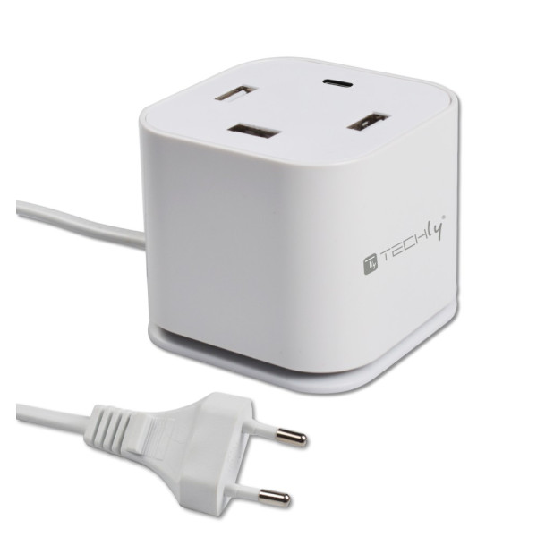 TECHLY IPW-USB-CUB4UAC Σταθμός φόρτισης 4 θύρες USB 60W 5V / 5,8A με θύρα USB-C (PD)
