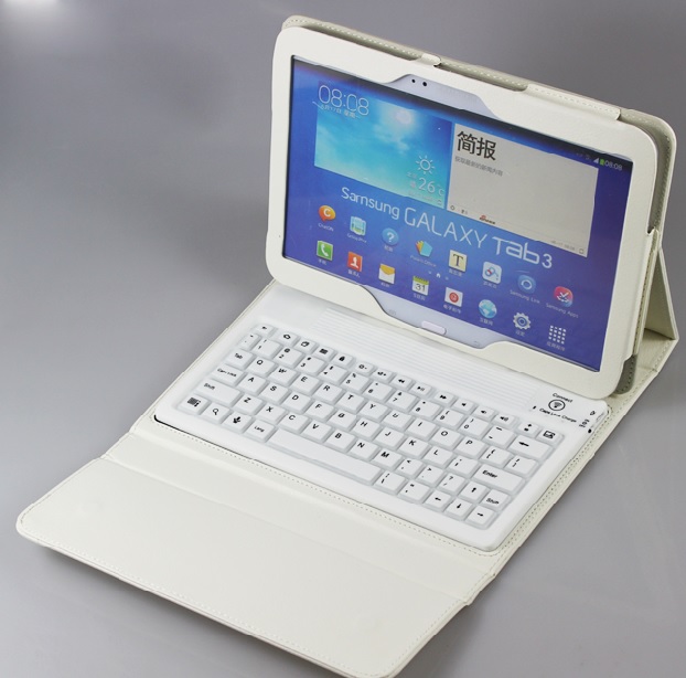 Bluetooth Leather Keyboard Stand Case for Samsung Galaxy Tab S 10.5 (T800/T805) - White (OEM)