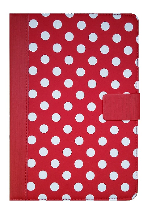 Δερμάτινη Θήκη Follo With Stand for Tablet 7-8 inch Κόκκινη Με Λευκές Βούλες (OEM)