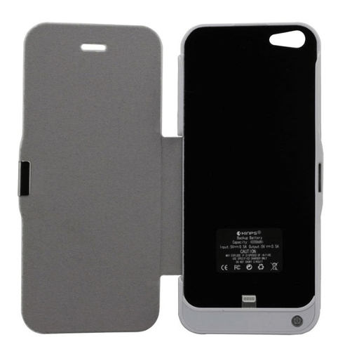 Μπαταρία Ενσωματωμένη σε Θήκη Flip Apple iPhone 5/5S Λευκό 2400mAh