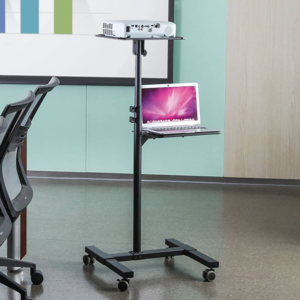 Techly ICA-TB TPM-10 Universal Adjustable Trolley for Notebook Projector with Shelf Black