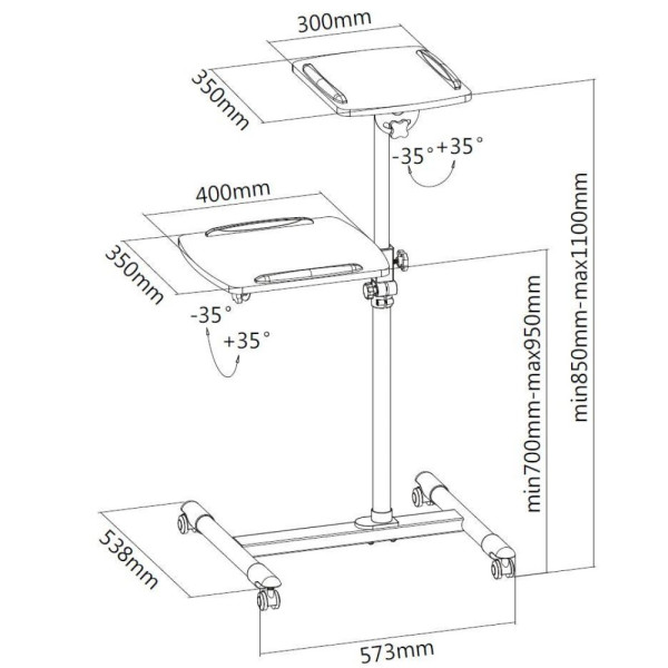 Techly ICA-TB TPM-6 Έπιπλο στήριξης Trolley για Notebook / Προβολέα Λευκό