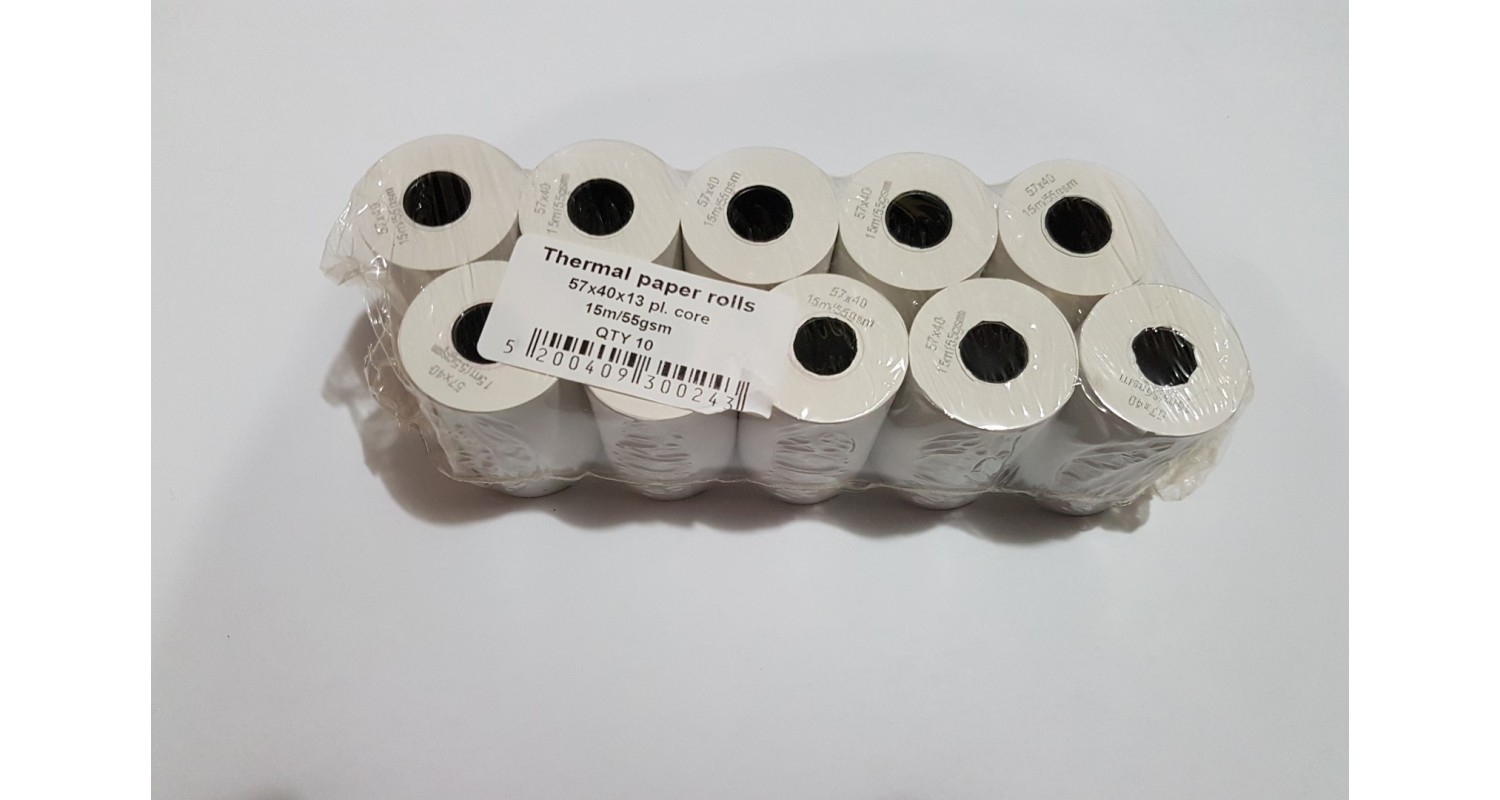 Thermal Cash Register Tape 57mm x 50mm - 10 Rolls