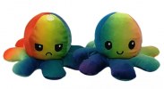 Rainbow Octopus Plush Toy with Two Face Expressions (Happy & Mad) (eversible) (OEM)