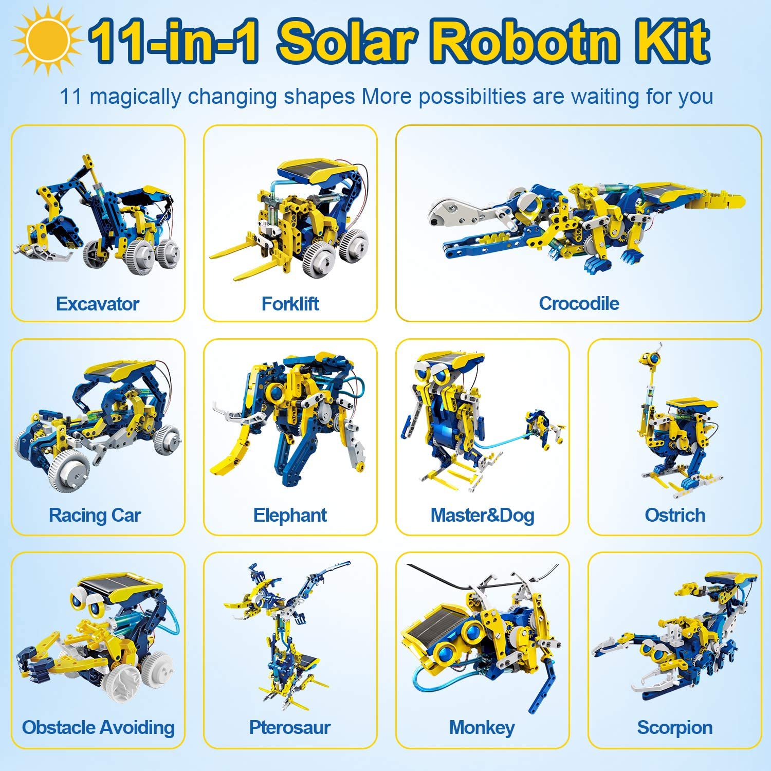 ATCRINICT 11-in-1 Solar Robot STEM Building Kit for Kids (Ages 8-12)