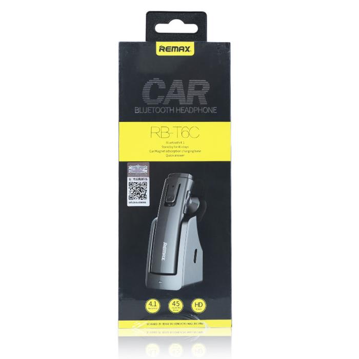 Remax RB-T6C Bluetooth Ακουστικό Handsfree για το Αυτοκινήτο Μαύρο