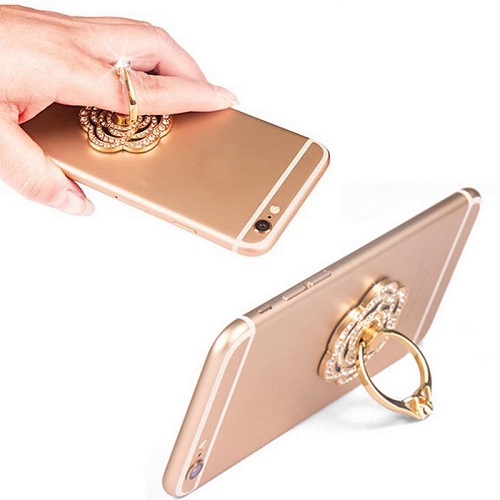 Metal Ring and Support Base for Mobile Design Bottle Aroma Gold with Silver Strass (oem)
