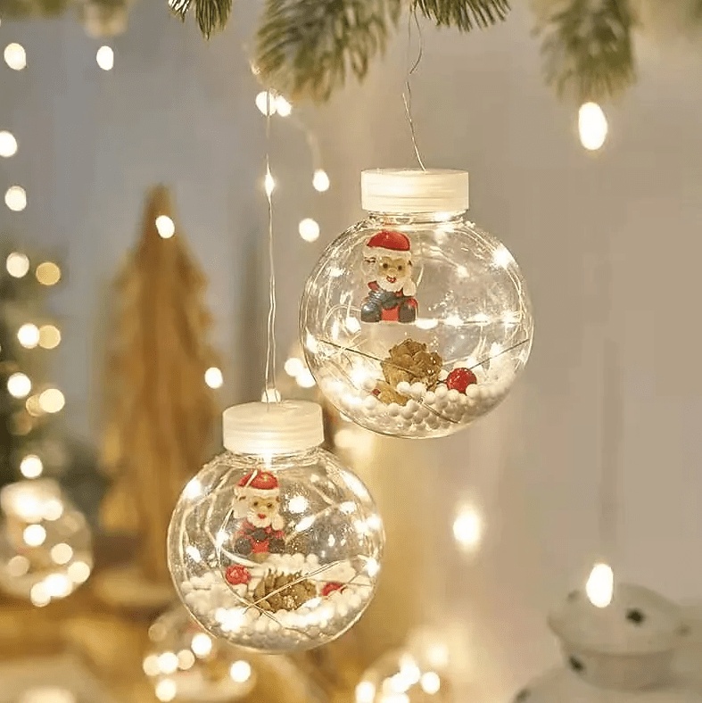 Xριστουγεννιάτικες μπάλες με Α.Βασιλη (10 led) κουρτίνα φωτιστικά (oem)