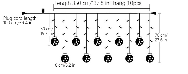 Xριστουγεννιάτικες μπάλες με Α.Βασιλη (10 led) κουρτίνα φωτιστικά (oem)