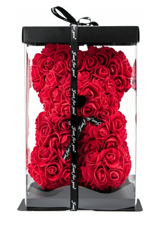 Teddy bear made of artificial roses 34cm in a box Code: 81016BRR50RD