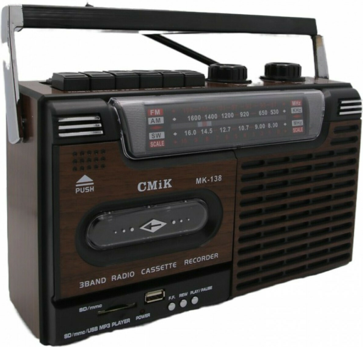 CMik MK138 Portable Audio System with USB / Cassette / Radio in Brown