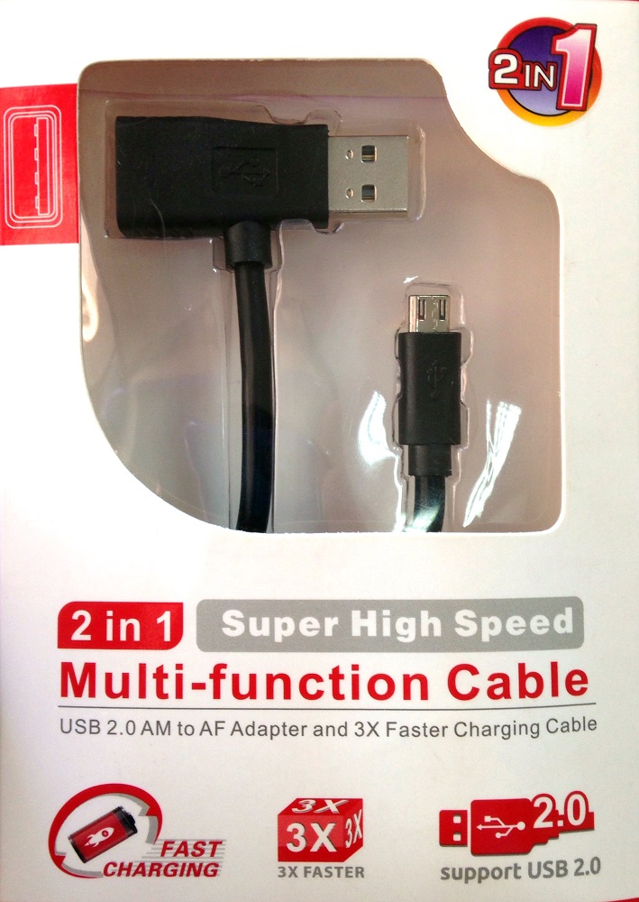 Black OEM 2-in-1 Super High Speed Multi-Function Cable (Oem)