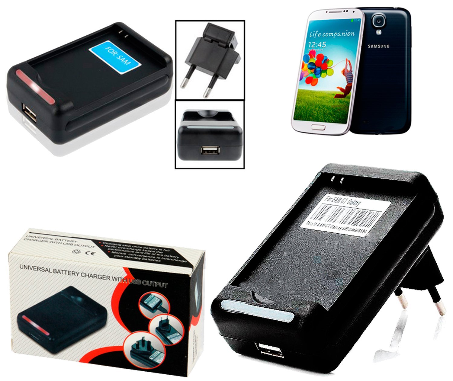 2-in-1 USB Battery Charger for Samsung Galaxy S4 i9505, Galaxy S3 i9300 & Galaxy Grand Duos i9082 (UUBCSGS3S4) (i9505/i9505) (OEM)