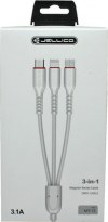 Jellico Regular USB to Lightning / Type-C / micro USB Cable Λευκό 1m (34.912730) Jellico Regular USB to Lightning / Type-C / micro USB Cable Λευκό 1m (34.912730)