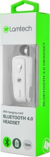Lamtech Bluetooth Headset Bluetooth 4 με λευκό κορδόνι Lamtech Bluetooth Headset Bluetooth 4 με λευκό κορδόνι
