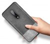 Θήκη Σιλικόνης Ultra-Thin TPu Μαυρη Gel και υφασμα γκρι για OnePlus 7 Pro  (oem)