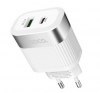 Φορτιστής Ταξιδίου Hoco C58A Prominent USB & Type-C Fast Charging PD & QC3 5V/3A 18W Λευκός με Intelligent Balance Φορτιστής Ταξιδίου Hoco C58A Prominent USB & Type-C Fast Charging PD & QC3 5V/3A 18W Λευκός με Intelligent Balance