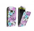 Nokia N8 Leather Flip Case with Purple Flowers