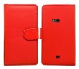 Nokia Lumia 625 - Leather Wallet Case Red (OEM)