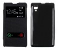 Lenovo P780 Leather Case with View Window and Plastic Back Cover (Black) (OEM)
