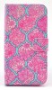 Huawei Ascend G620s Leather Wallet Stand/Case (Pink, Flowers) (OEM)