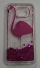 Samsung Galaxy S7 Edge G935F TPU Gel Hard Case (Clear) with Magenta Flamingo (OEM)