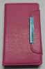 LG Optimus L4 II E440 - Leather Wallet Case With Magnetic Flip Magenta (OEM)