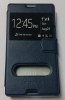 Sony Xperia E3 Flip Leather Case with Window & Silicone Blue Back Cover (OEM)